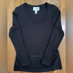 Joseph Ribkoff Black Peplum Ribbed Tunic Scoop Neck Size 10